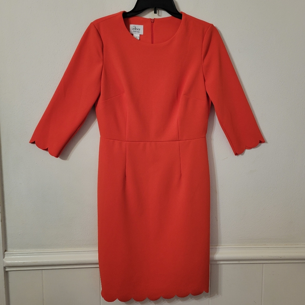 DM Collection Solid Red Cocktail Sheath Dress Size 8